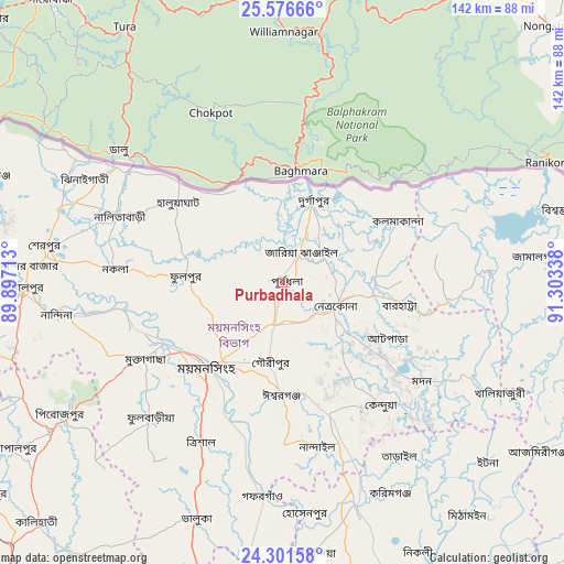 Purbadhala on map