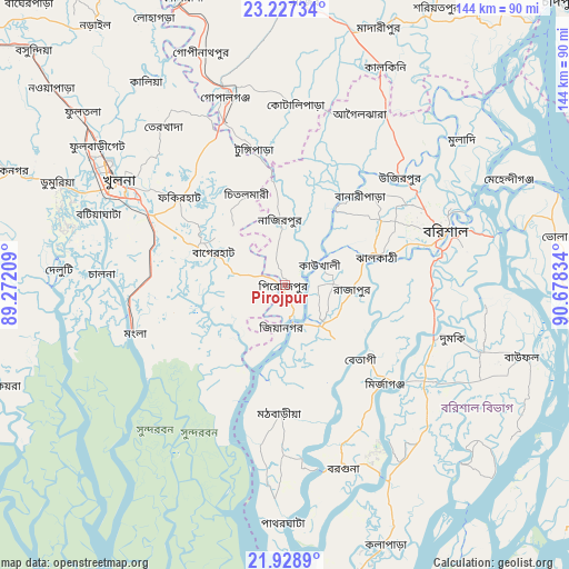 Pirojpur on map