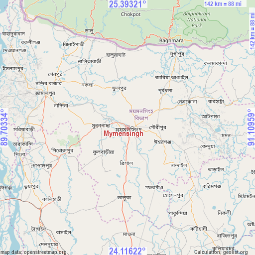 Mymensingh on map