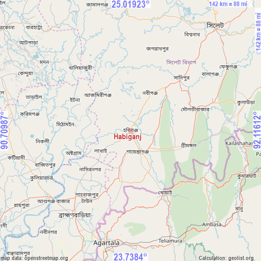 Habiganj on map