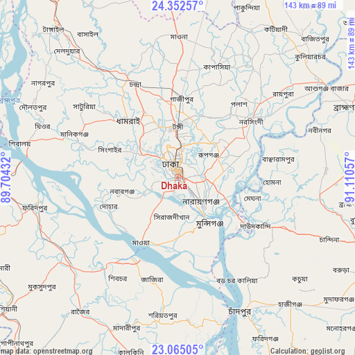 Dhaka on map