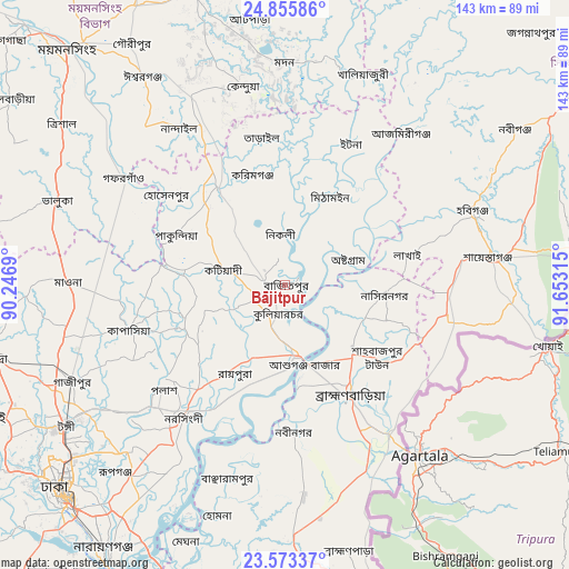 Bājitpur on map