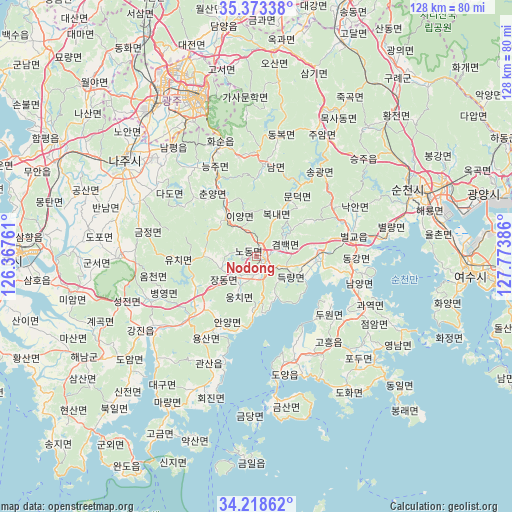 Nodong on map