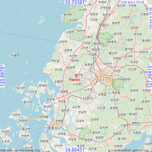 Haebo on map