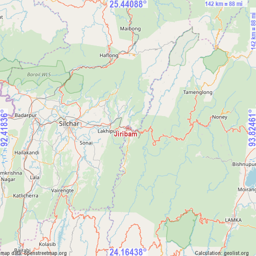 Jiribam on map