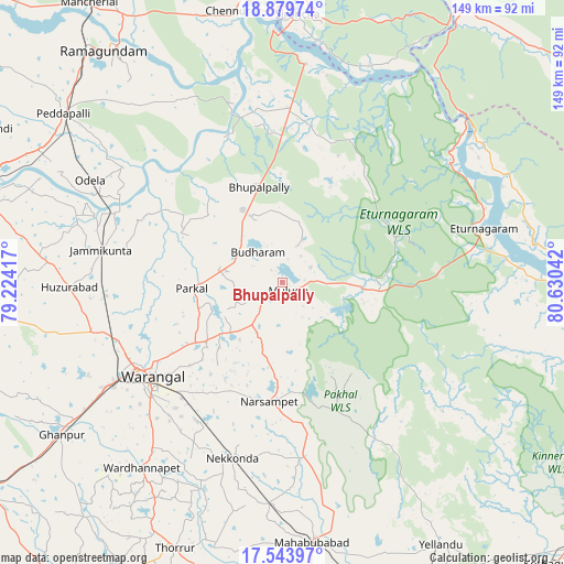 Bhupalpally on map