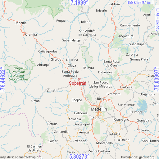 Sopetrán on map