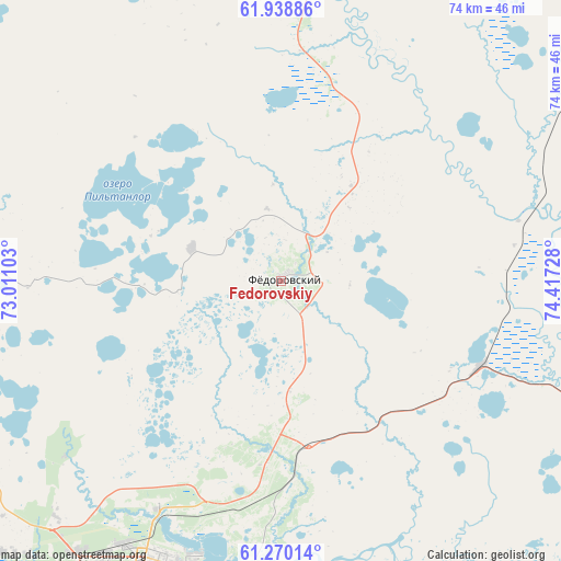 Fedorovskiy on map