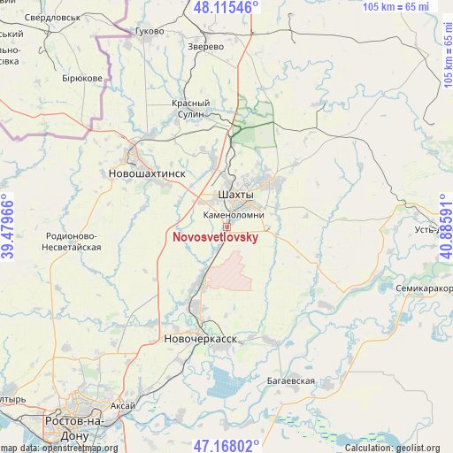 Novosvetlovsky on map