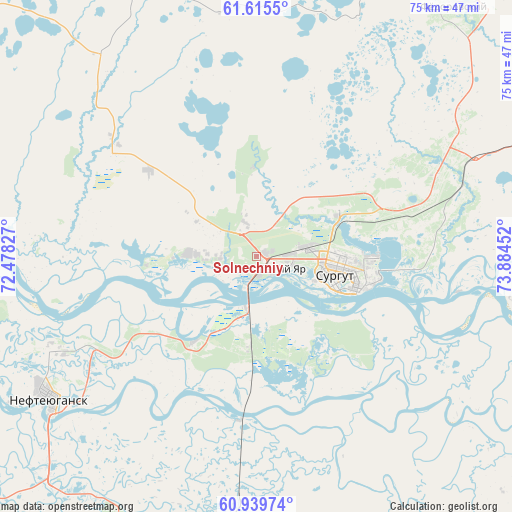 Solnechniy on map