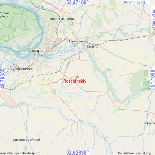 Roschinskiy on map