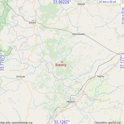 Slavniy on map