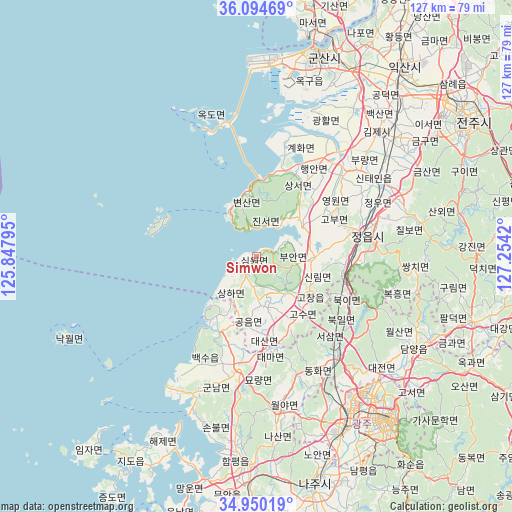 Simwon on map