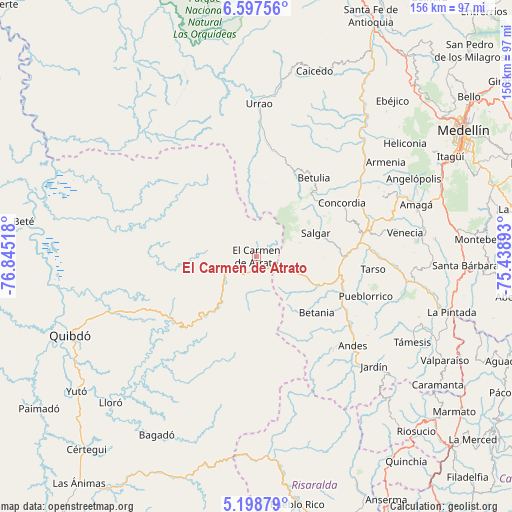 El Carmen de Atrato on map