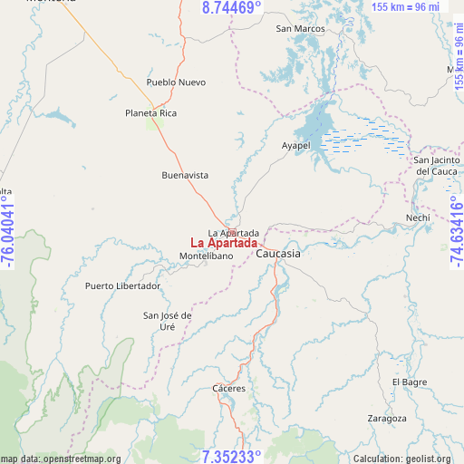La Apartada on map