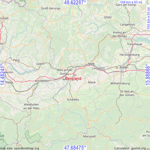 Bergland on map