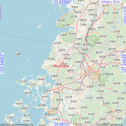 Myoryang on map