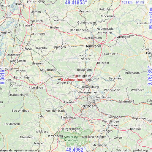 Sachsenheim on map