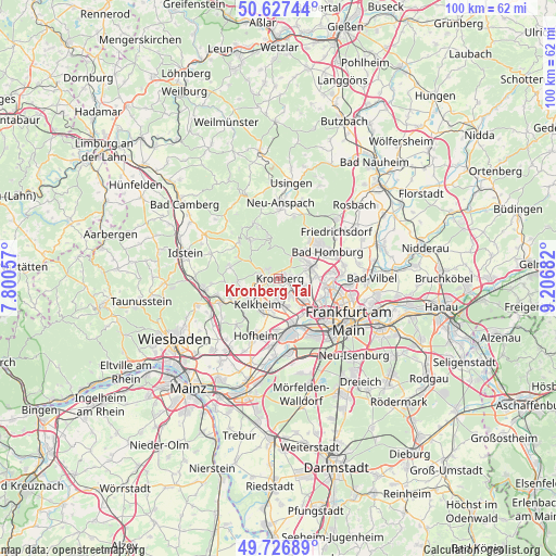 Kronberg Tal on map