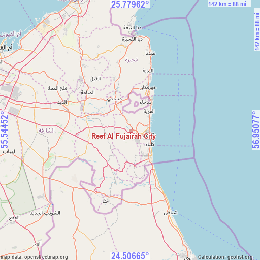 Reef Al Fujairah City on map