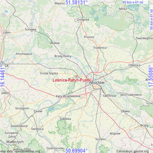 Leśnica-Ratyń-Pustki on map