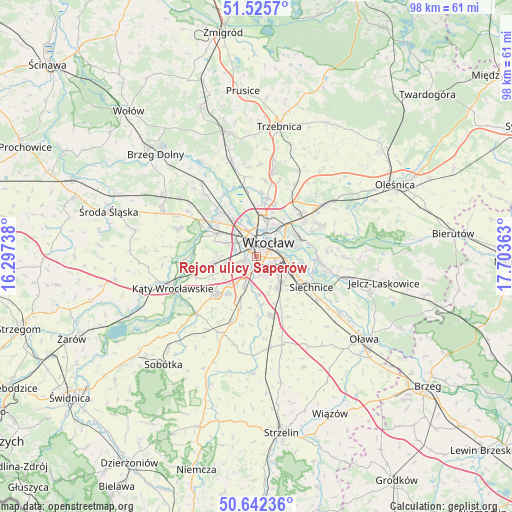 Rejon ulicy Saperów on map