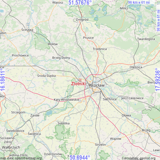 Złotniki on map