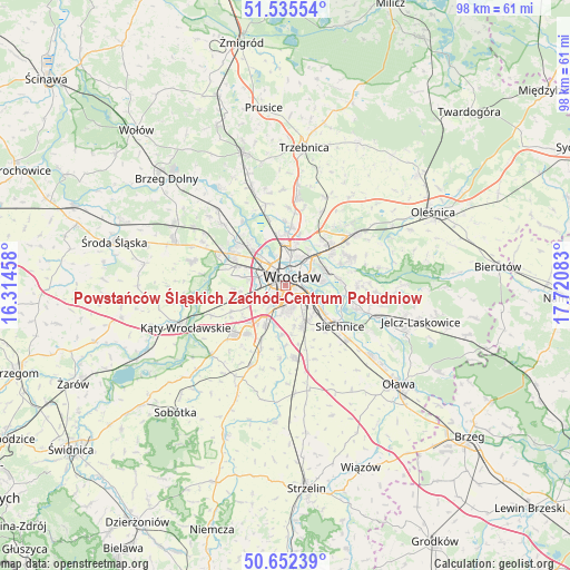 Powstańców Śląskich Zachód-Centrum Południow on map