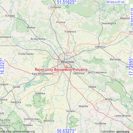Rejon ulicy Borowskiej-Południe on map