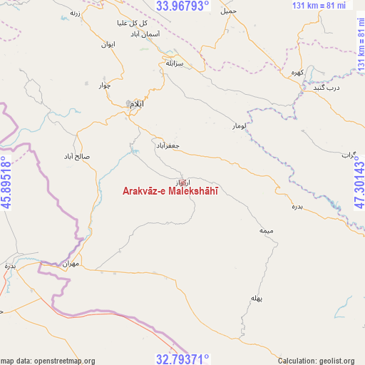 Arakvāz-e Malekshāhī on map