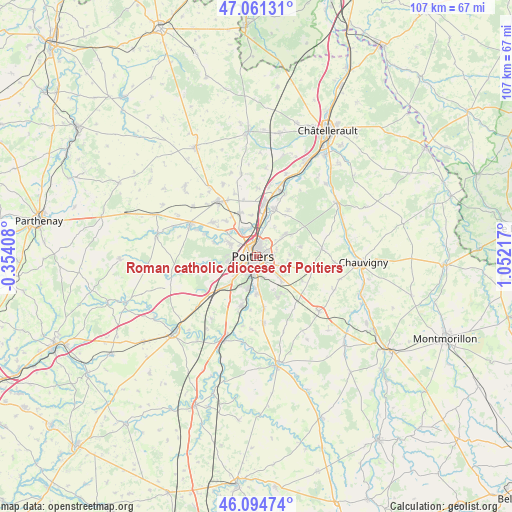 Roman catholic diocese of Poitiers on map