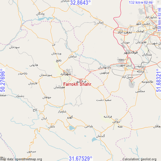 Farrokh Shahr on map