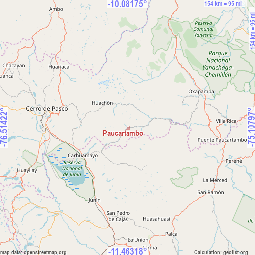 Paucartambo on map