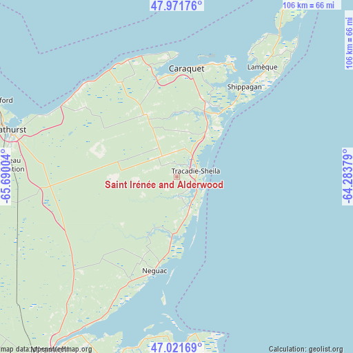 Saint Irénée and Alderwood on map