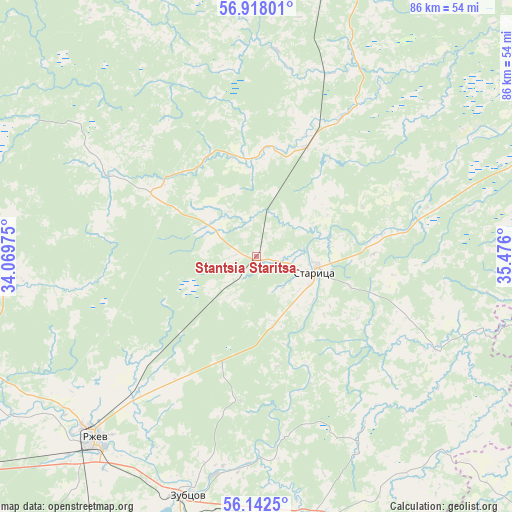 Stantsia Staritsa on map