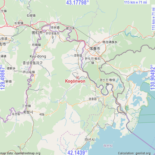 Kogŏnwon on map