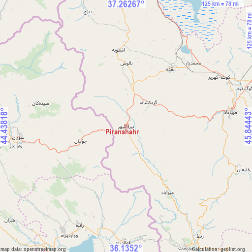 Piranshahr on map