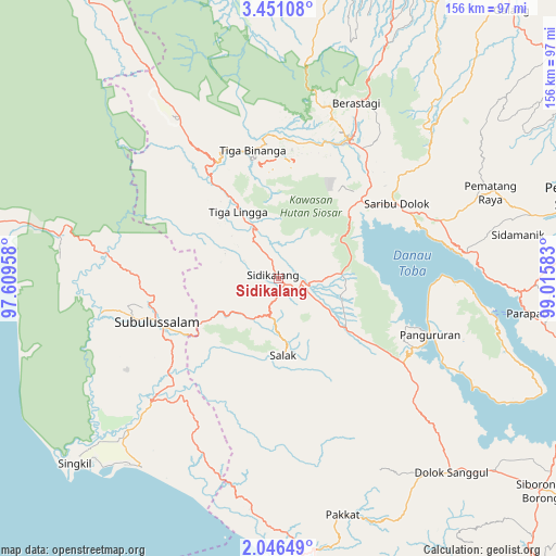 Sidikalang on map