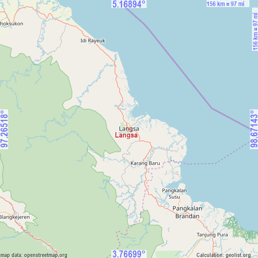 Langsa on map