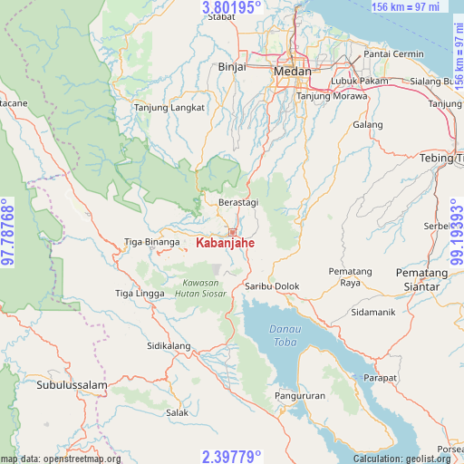 Kabanjahe on map