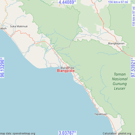 Blangpidie on map