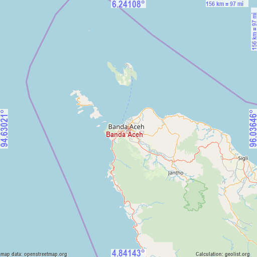 Banda Aceh on map