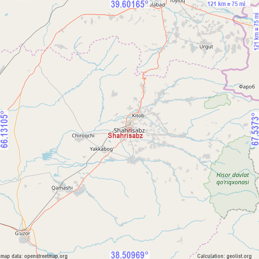 Shahrisabz on map