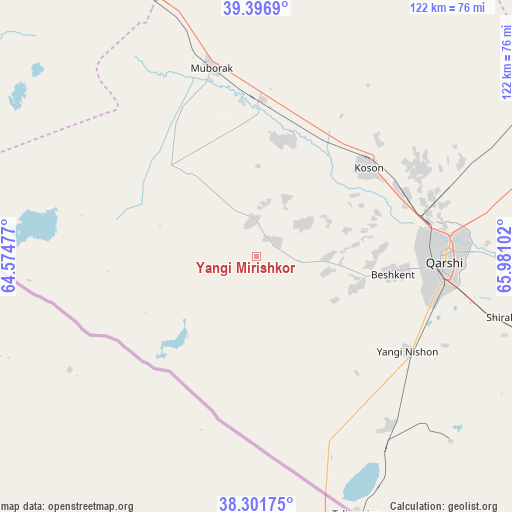 Yangi Mirishkor on map