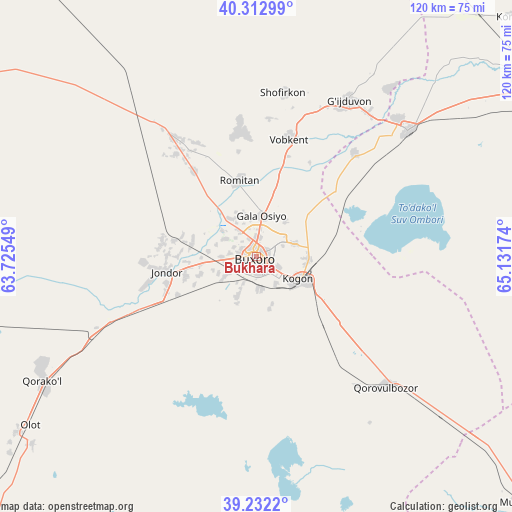 Bukhara on map