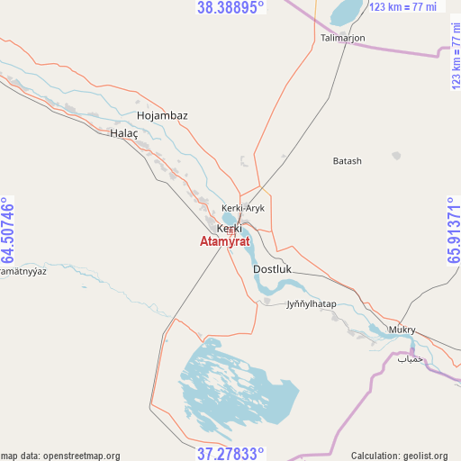 Atamyrat on map