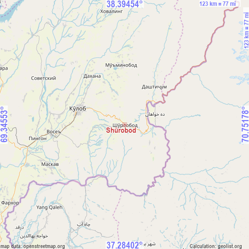 Shŭrobod on map