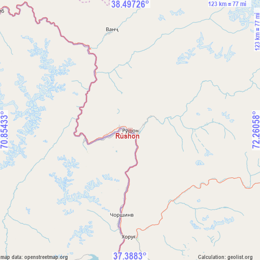 Rŭshon on map