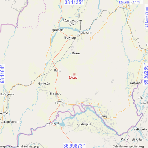 Orzu on map