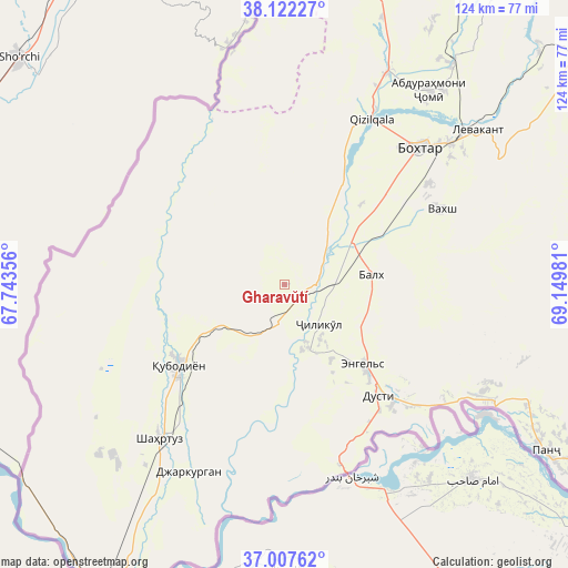 Gharavŭtí on map